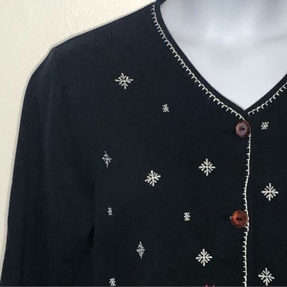 Vintage Paul Harris Let It Snow Cardigan L | 90s Snowman Ugly Christmas Sweater - Picture 7 of 16